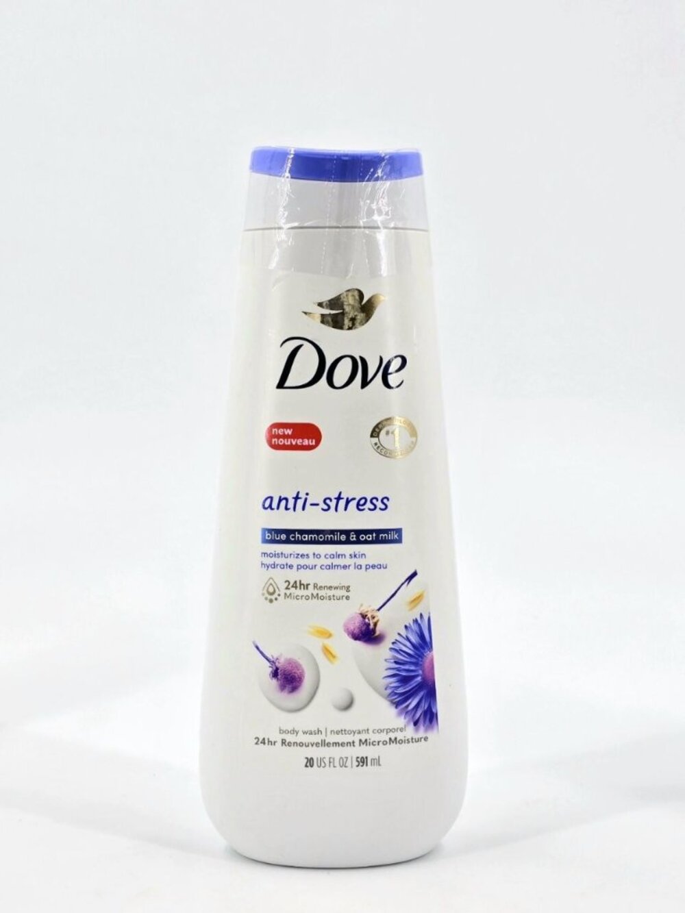 Lot Of 3 DOVE ANTI STRESS BLUE CHAMOMILE AND OAT MILK BODY WASH, 20oz - Picture 2 of 8